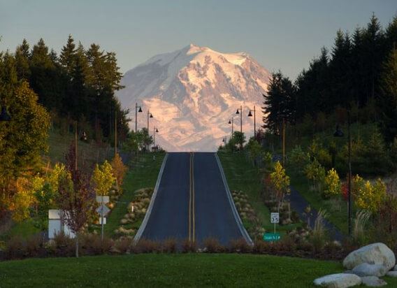 View of Mount Rainier from the Tehaleh community in Bonney Lake, Washington
